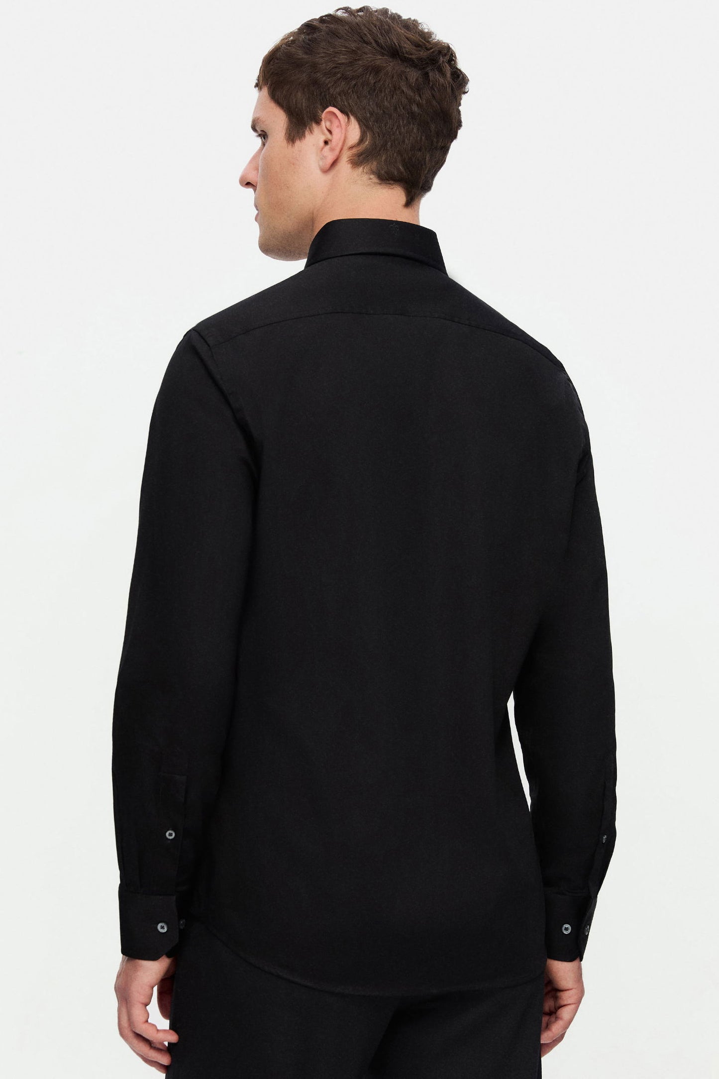 Damat Slim Fit Siyah Düz Gömlek