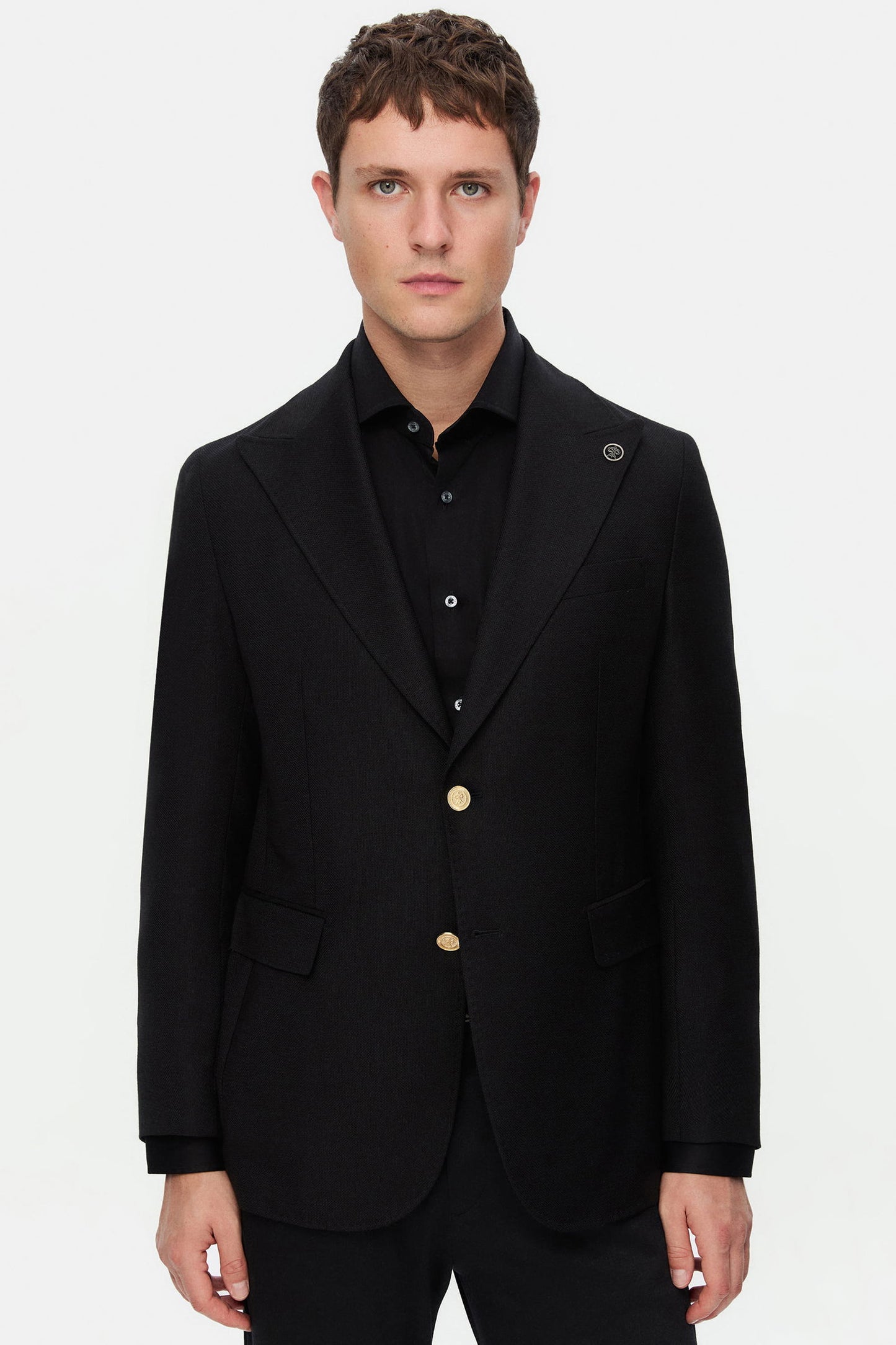 Damat Regular Fit Siyah Armürlü Kumaş Ceket
