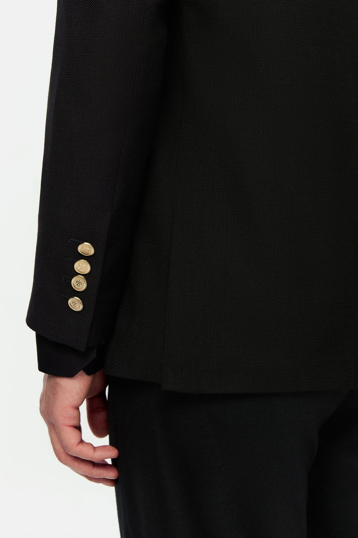 Damat Regular Fit Siyah Armürlü Kumaş Ceket