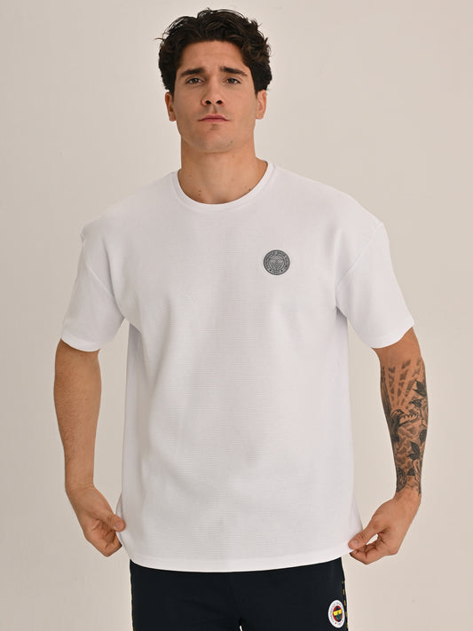 Fenerbahçe Beyaz Tribün Waffle Erkek Tshirt