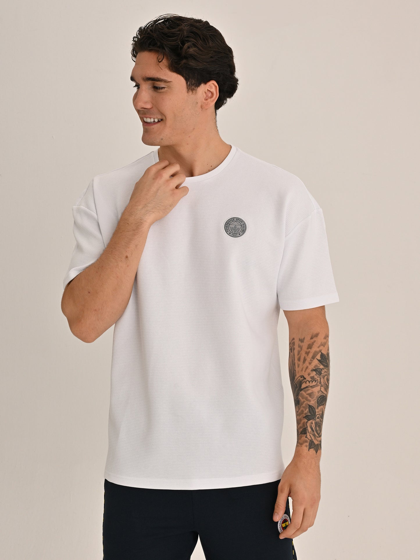 Fenerbahçe Beyaz Tribün Waffle Erkek Tshirt