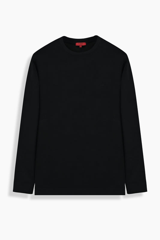 Bisiklet Yaka Siyah Sweatshirt