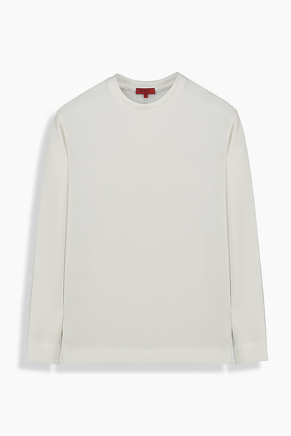 Bisiklet Yaka Beyaz Sweatshirt