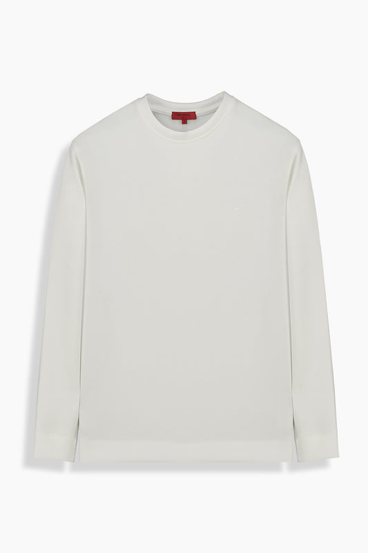 Bisiklet Yaka Beyaz Sweatshirt