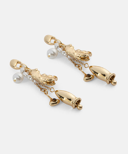 Suni Incili Sallantılı Küpe Seti