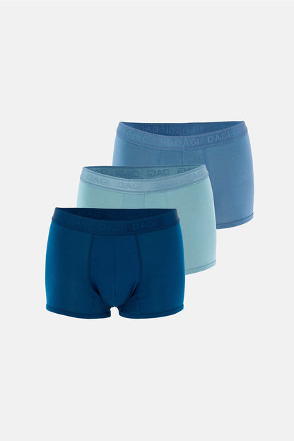 Açık Mavi-mavi 4210 3'lü Desenli Micro Modal Boxer