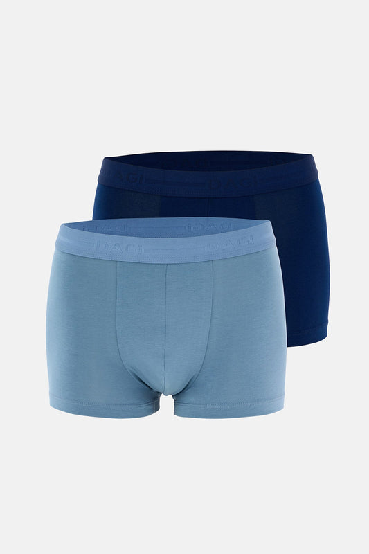 Açik Indigo-lacivert 5210 2'li Desenli Pamuk Boxer