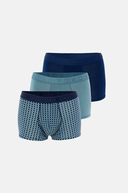 Lacivert-su Yeşili 4210 3'lü Desenli Micro Modal Boxer