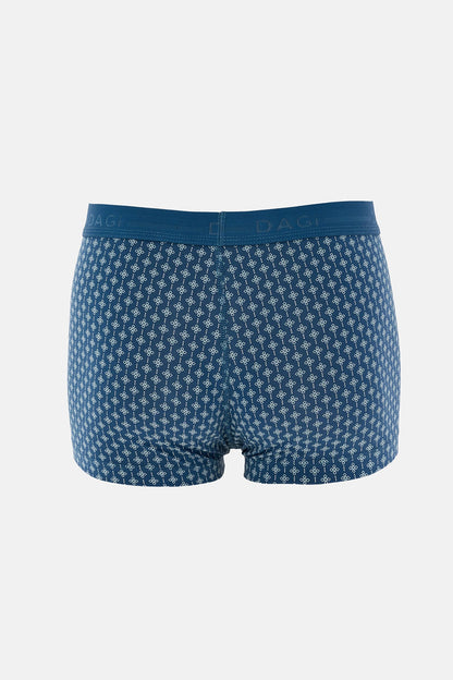 Açık Mavi-mavi 5210 3'lü Desenli Pamuk Boxer