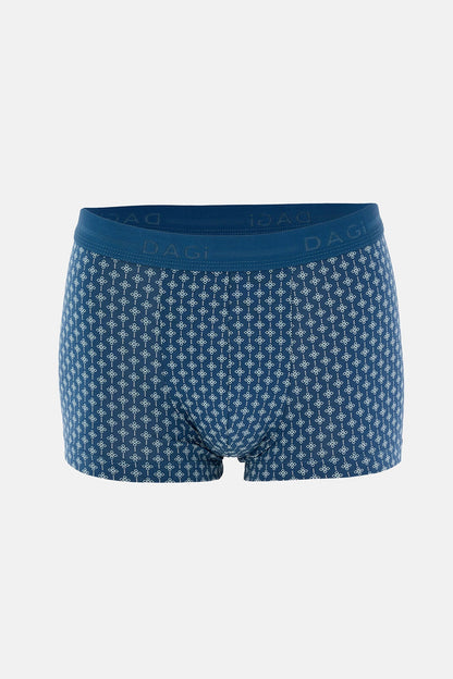 Açık Mavi-mavi 5210 3'lü Desenli Pamuk Boxer