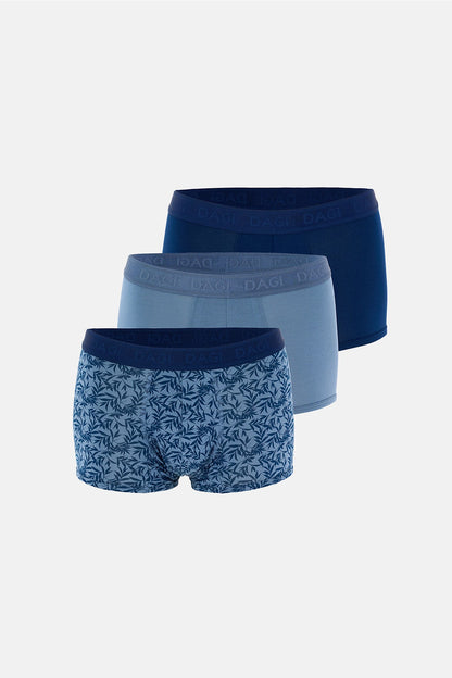 Açik Indigo-lacivert 4210 3'lü Desenli Micro Modal Boxer