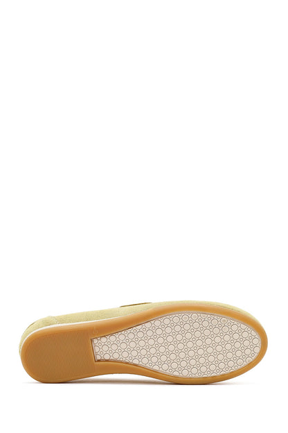 Kadın Sarı Bağcıklı Süet Deri Loafer