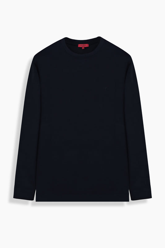 Bisiklet Yaka Lacivert Sweatshirt