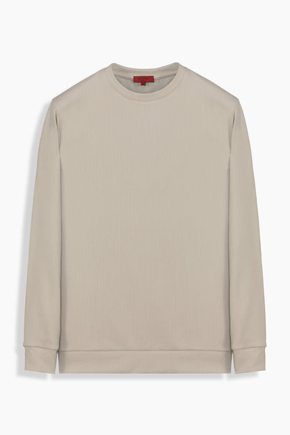 Bisiklet Yaka Bej Casual Sweatshirt