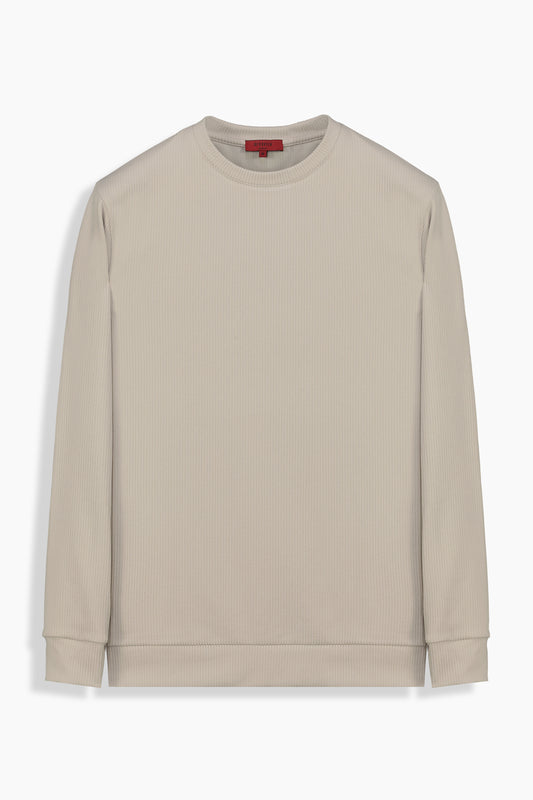 Bisiklet Yaka Bej Casual Sweatshirt
