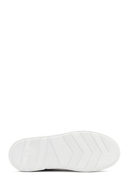 Erkek Lacivert Bağcıklı Kalın Tabanlı Deri Sneaker