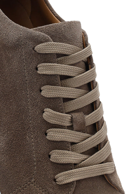Erkek Bej Bağcıklı Kalın Tabanlı Süet Deri Sneaker