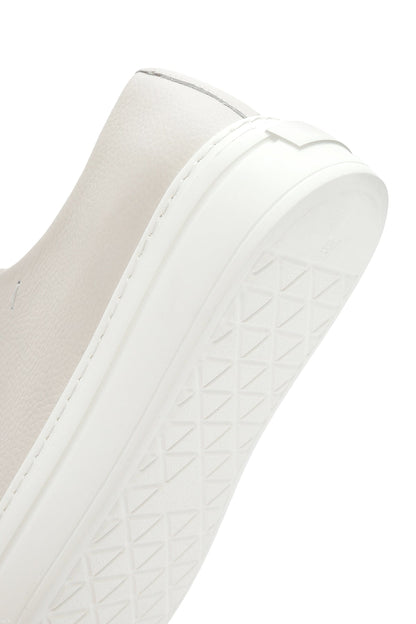 Erkek Beyaz Bağcıklı Kalın Tabanlı Deri Sneaker