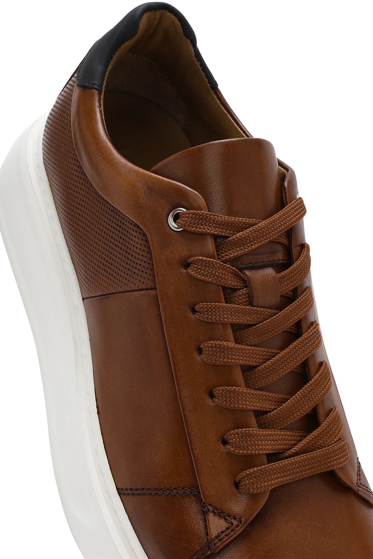 Erkek Taba Bağcıklı Kalın Tabanlı Deri Sneaker