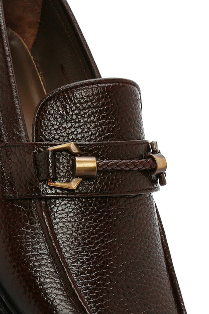 Erkek Kahverengi Tokalı Deri Klasik Loafer