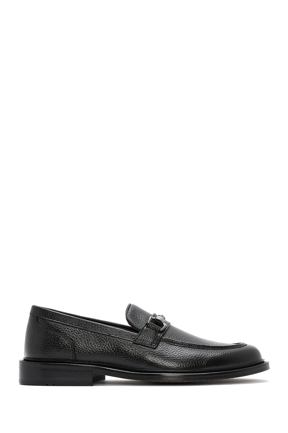 Erkek Siyah Tokalı Deri Klasik Loafer