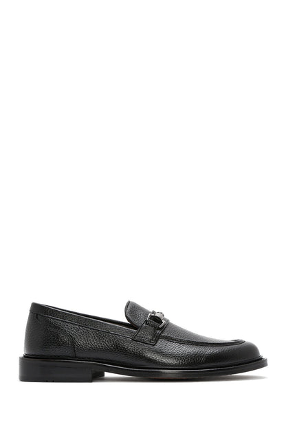 Erkek Siyah Tokalı Deri Klasik Loafer