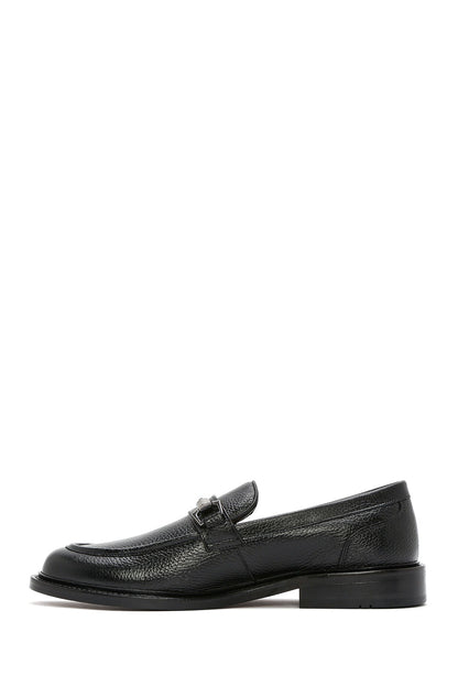 Erkek Siyah Tokalı Deri Klasik Loafer