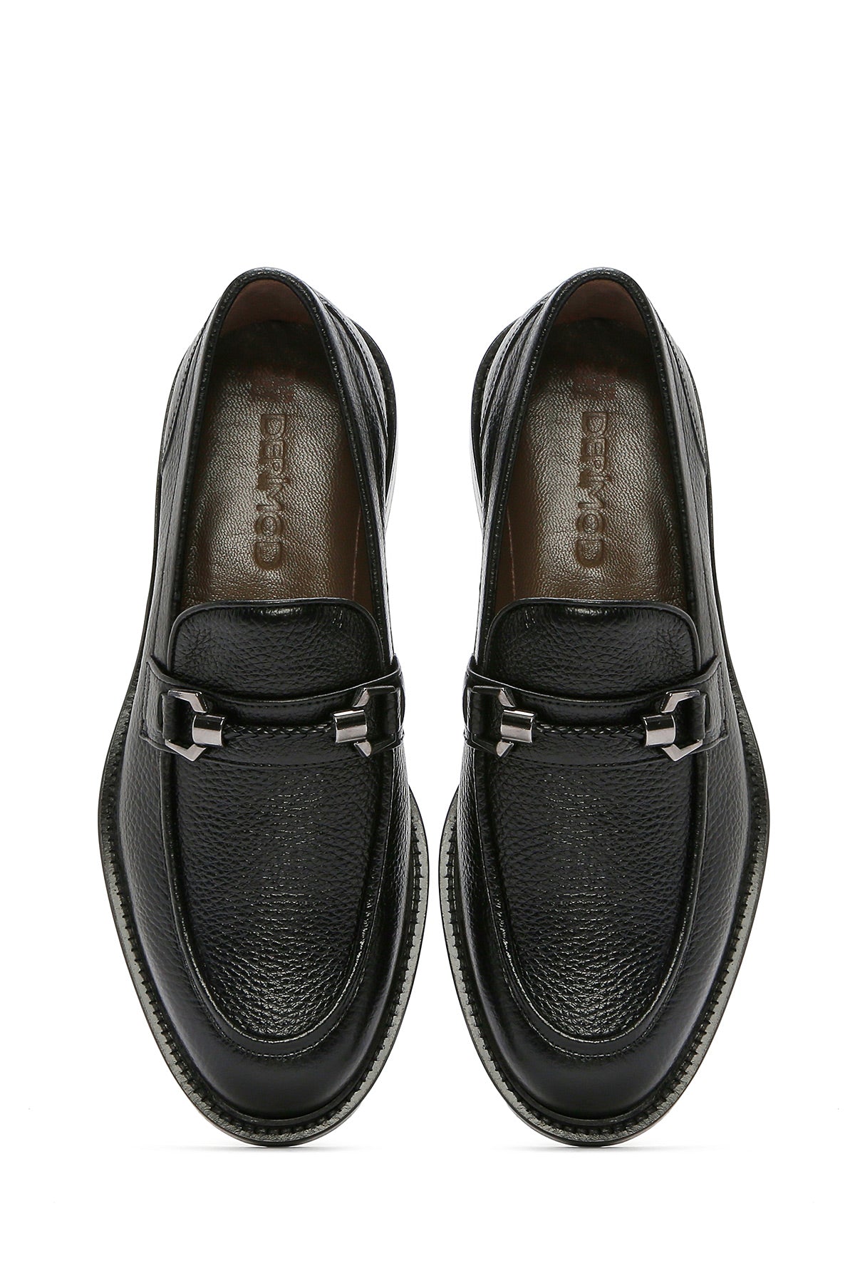 Erkek Siyah Tokalı Deri Klasik Loafer