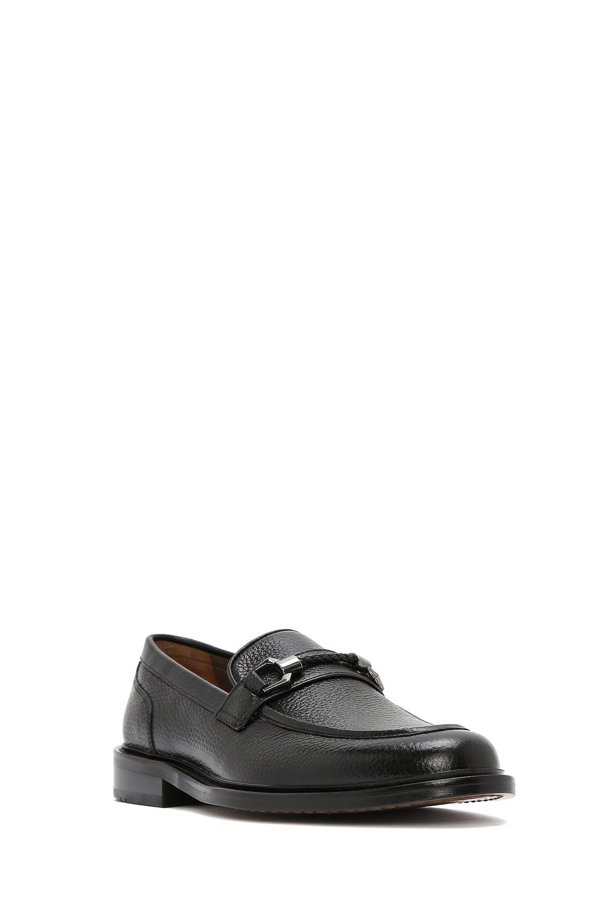 Erkek Siyah Tokalı Deri Klasik Loafer