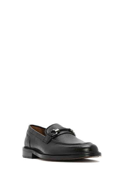 Erkek Siyah Tokalı Deri Klasik Loafer