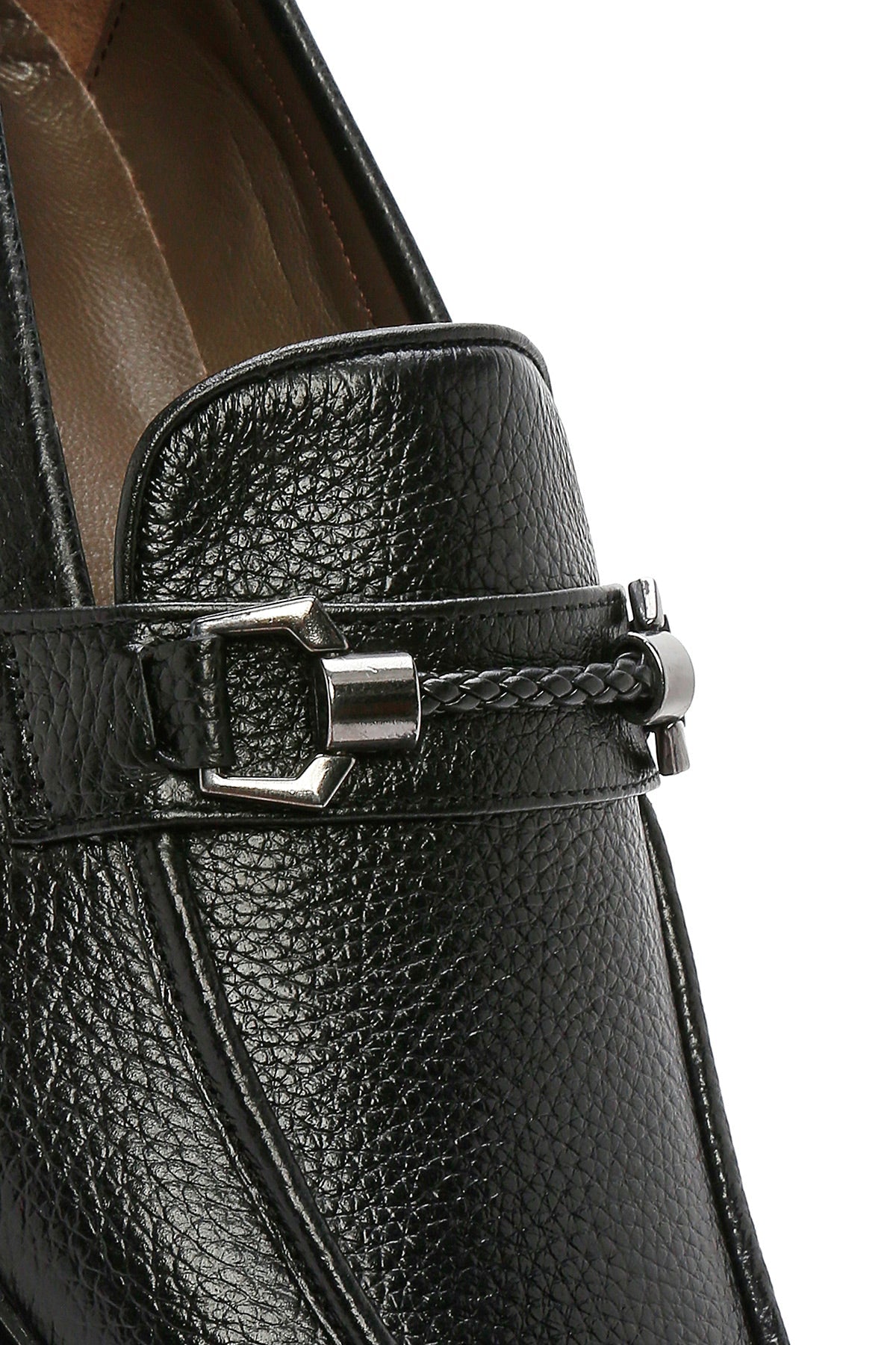 Erkek Siyah Tokalı Deri Klasik Loafer