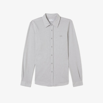 Erkek Slim Fit Düğmeli Yaka Gri Gömlek