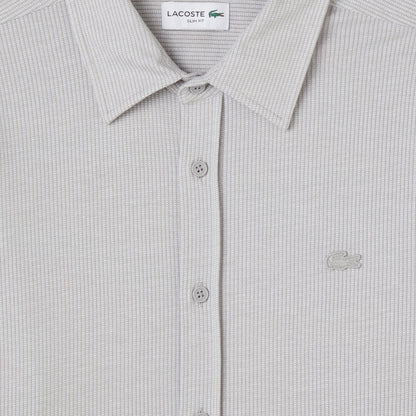 Erkek Slim Fit Düğmeli Yaka Gri Gömlek