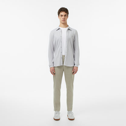 Erkek Slim Fit Düğmeli Yaka Gri Gömlek