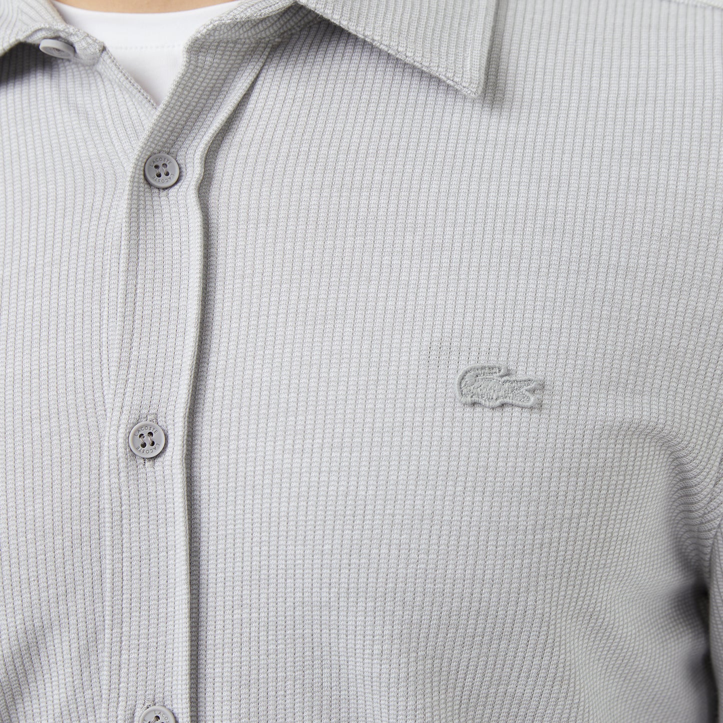 Erkek Slim Fit Düğmeli Yaka Gri Gömlek