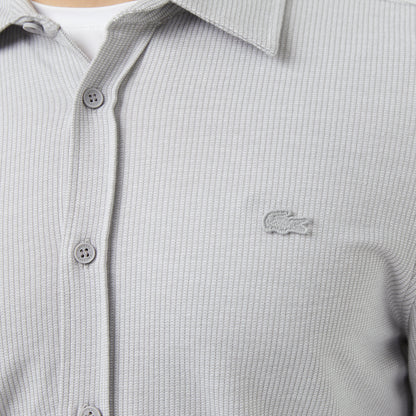 Erkek Slim Fit Düğmeli Yaka Gri Gömlek