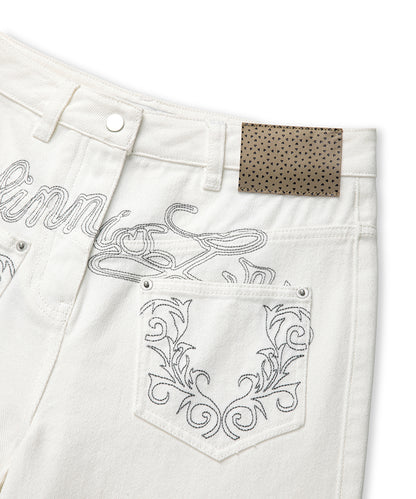 Nakışlı Barrel Fit Pantolon