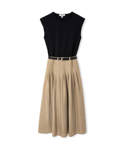 Çift Parça Görünüm Colorblock Elbise