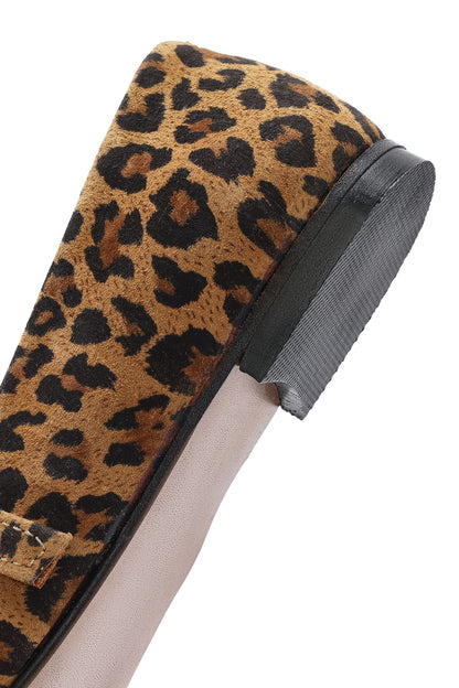 Kadın Leopar Bantlı Deri Babet