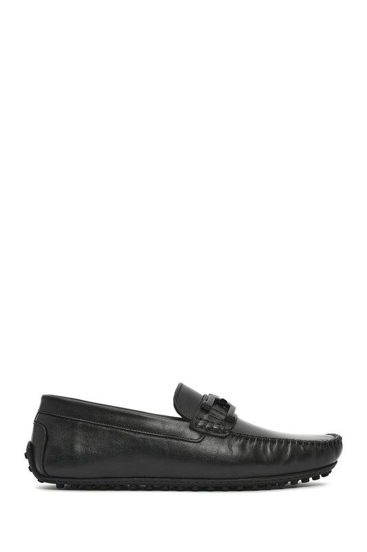 Erkek Siyah Tokalı Deri Loafer