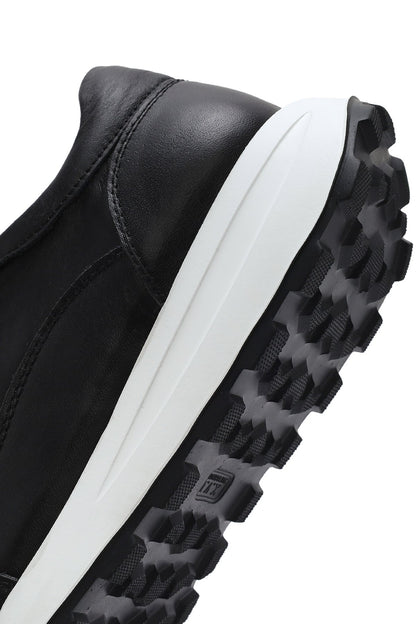 Kadın Bej Bağcıklı Yandan Fermuarlı Deri Sneaker