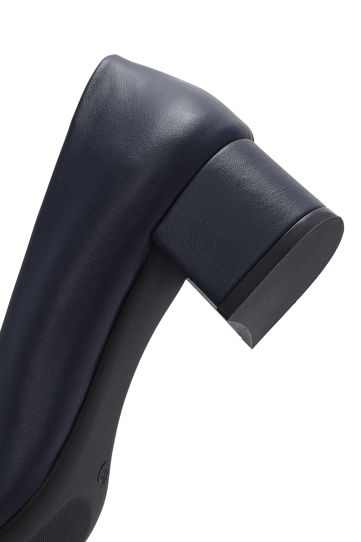 Kadın Lacivert Kısa Kalın Topuklu Deri Ayakkabı