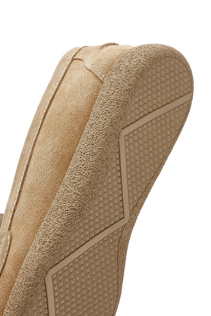 Kadın Bej Süet Deri Konfor Loafer