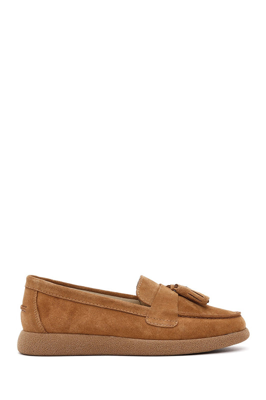 Kadın Taba Süet Deri Konfor Loafer