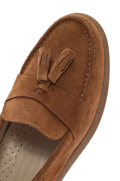 Kadın Taba Süet Deri Konfor Loafer