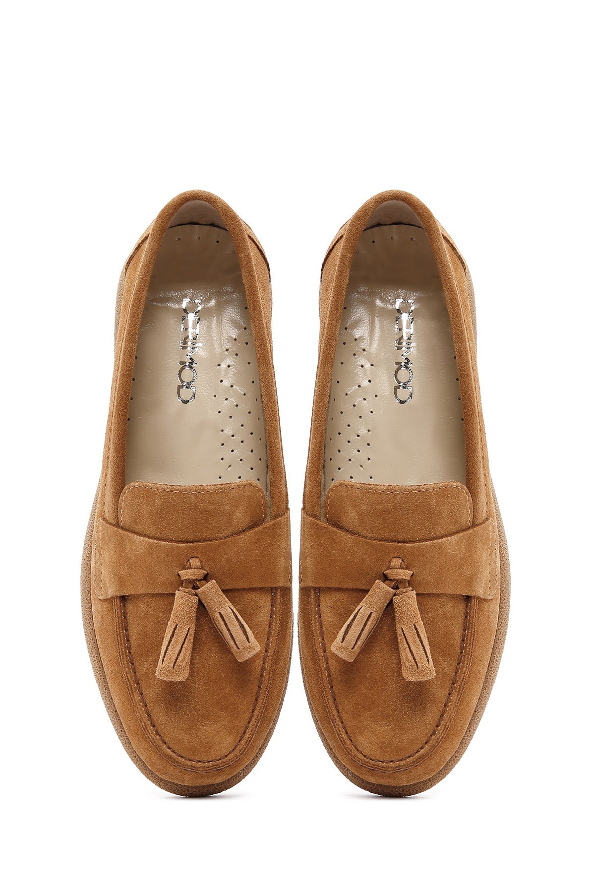 Kadın Taba Süet Deri Konfor Loafer