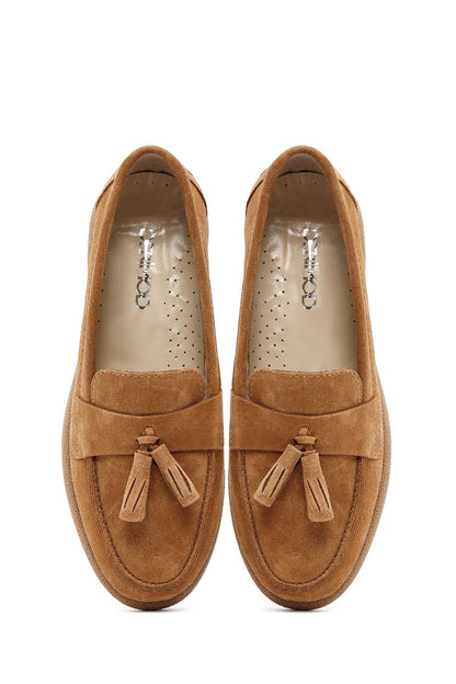 Kadın Taba Süet Deri Konfor Loafer