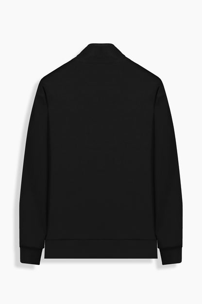 Fermuarlı Yarım Balıkçı Yaka Siyah Sweatshirt