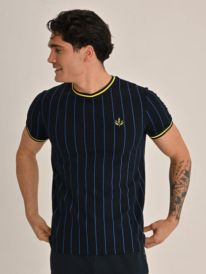 Fenerbahçe Lacivert Tribün Ince Çizgili Erkek Tshirt