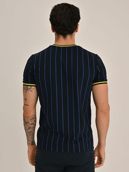 Fenerbahçe Lacivert Tribün Ince Çizgili Erkek Tshirt